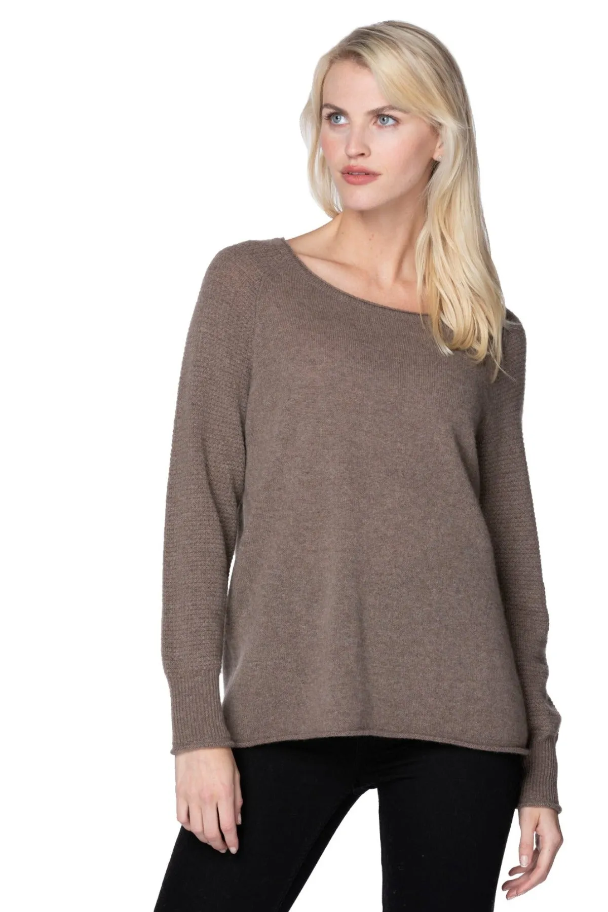 100% Cashmere Thermal Stitch Crewneck Sweater