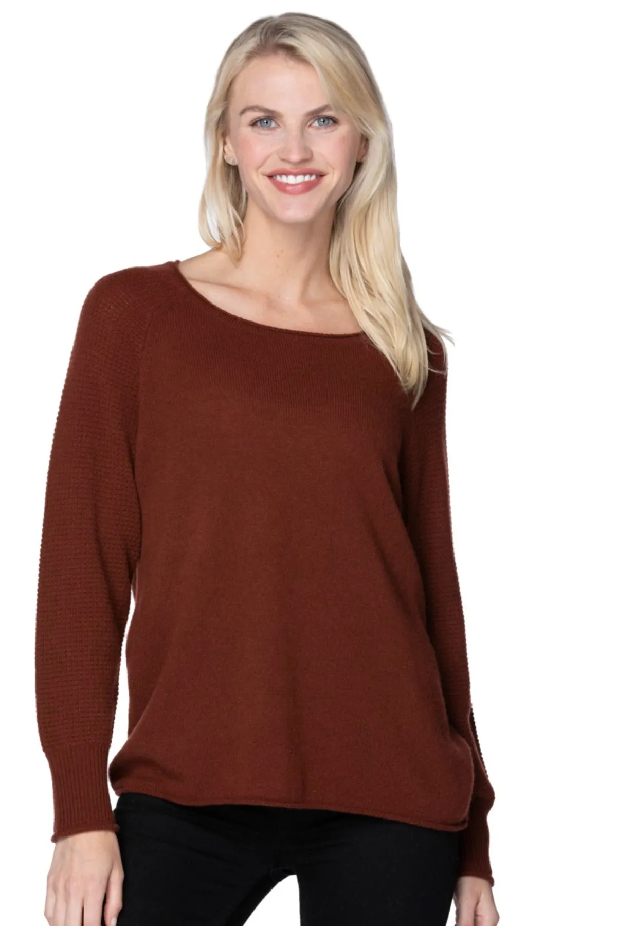 100% Cashmere Thermal Stitch Crewneck Sweater