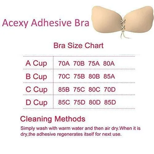 2 Packs Backless Invisible Adhesive Push Up Bra with Drawstring