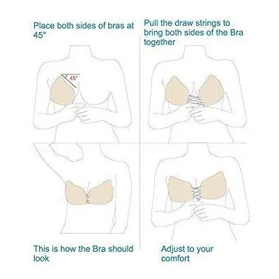 2 Packs Backless Invisible Adhesive Push Up Bra with Drawstring