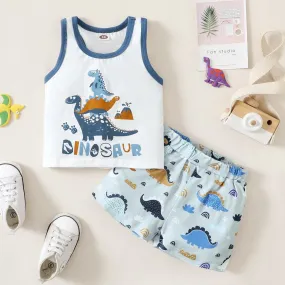 3-24M Baby Boy Sets Dinosaur Print Sleeveless Casual Cool Wholesale Baby Clothes KCL519306