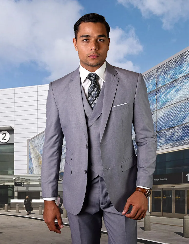 3pc Tailored Fit Flat Front Pants Super 150's | Lazio | Grey