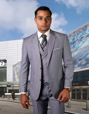 3pc Tailored Fit Flat Front Pants Super 150's | Lazio | Grey