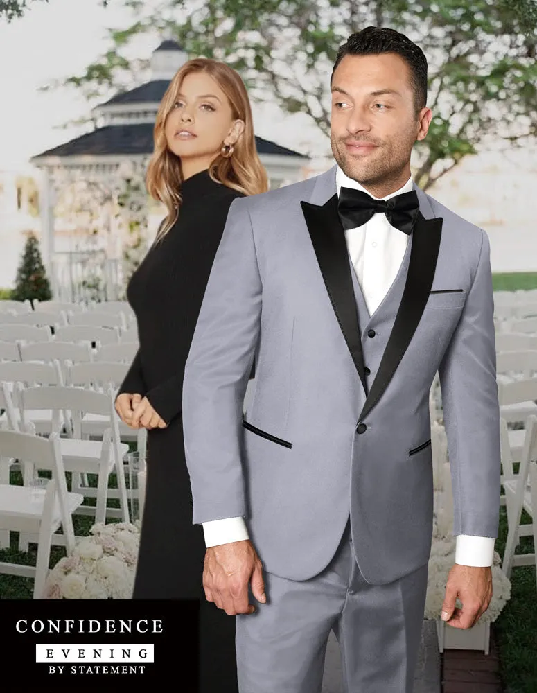 3pc Tailored Fit Flat Front Pants | Tux-pk | Grey