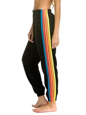 5 Stripe Rainbow Sweatpant in Black Neon Rainbow
