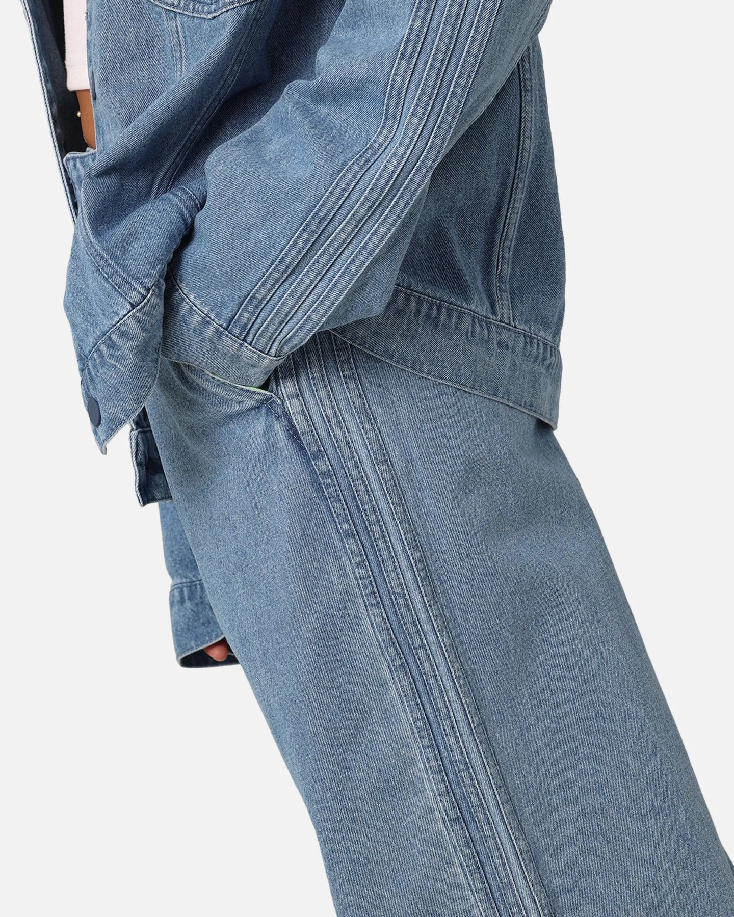 Adidas X KSENIASCHNAIDER Women's 3-Stripe Jeans Light Denim