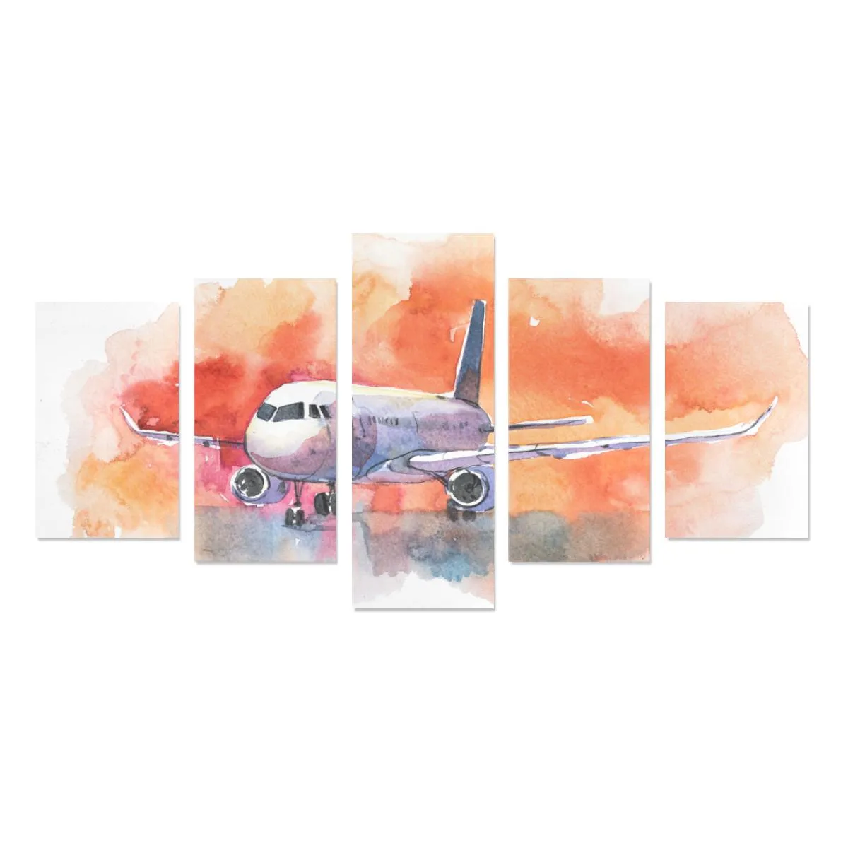 AIRCRAFT. AIRPLANE FLYING IN THE CLOUDY SKY. PASSE CANVAS PRINT SETS C (NO FRAME)