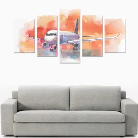 AIRCRAFT. AIRPLANE FLYING IN THE CLOUDY SKY. PASSE CANVAS PRINT SETS C (NO FRAME)