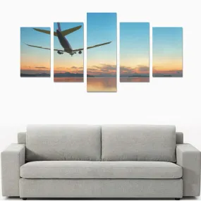 AIRPLANE FLYING OVER TROPICAL SEAIRBUS AT BEAUTIFUL SUN CANVAS PRINT SETS C (NO FRAME)