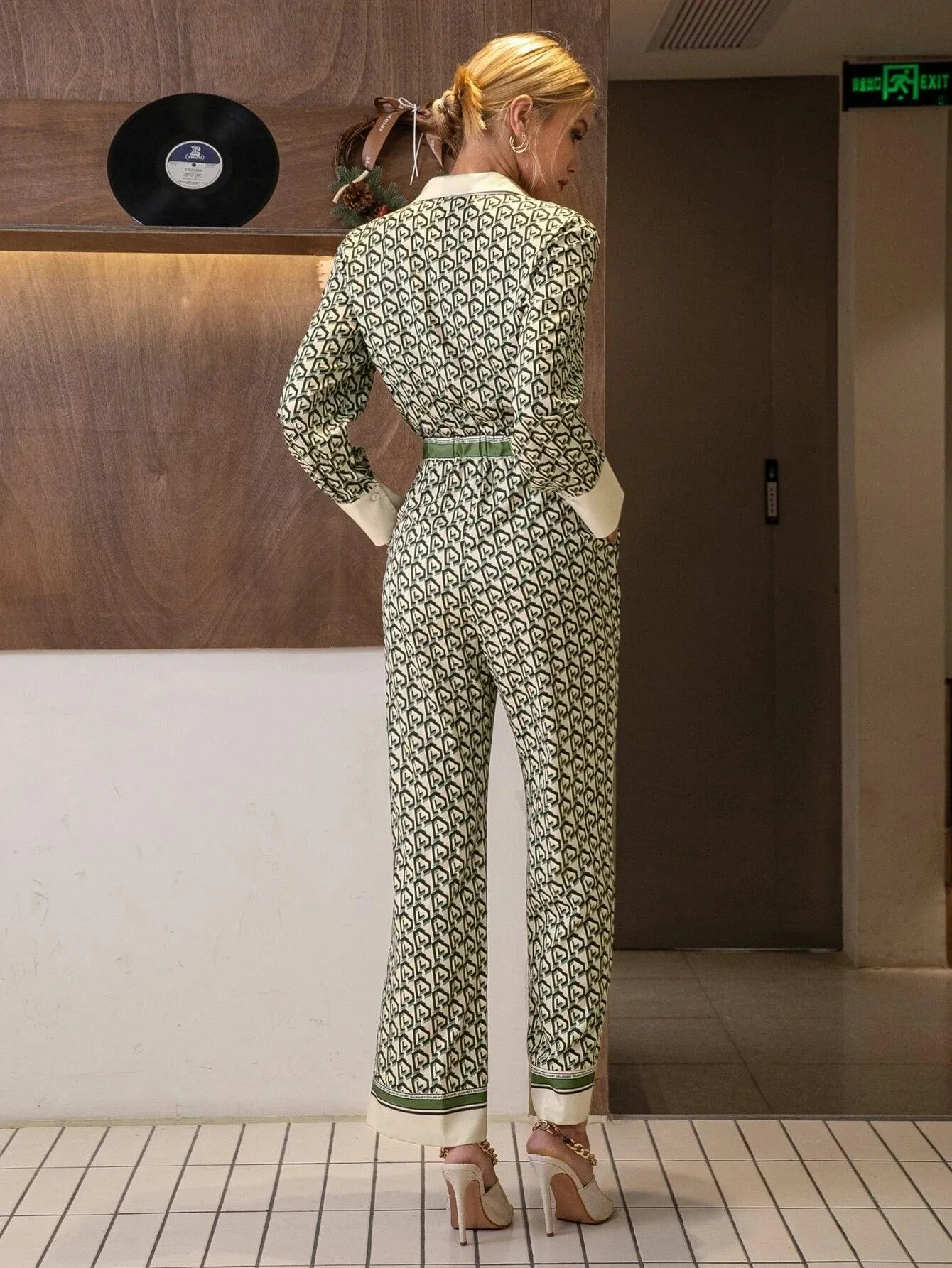 Allover Print Flap Detail Shirt Jumpsuit