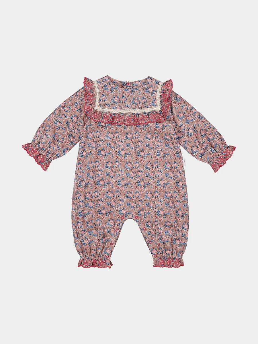 Aster Organic Cotton Romper, Damascus Rosa