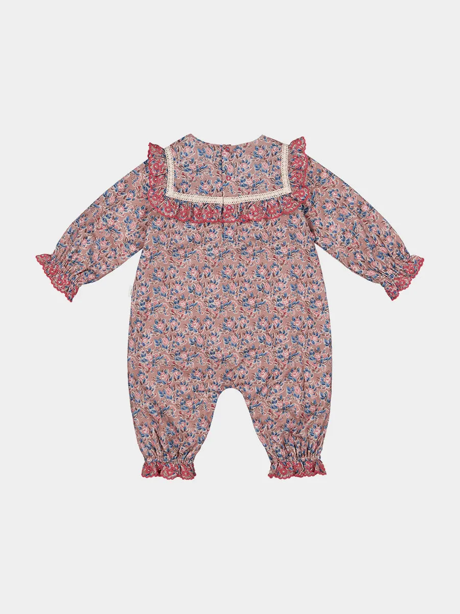 Aster Organic Cotton Romper, Damascus Rosa
