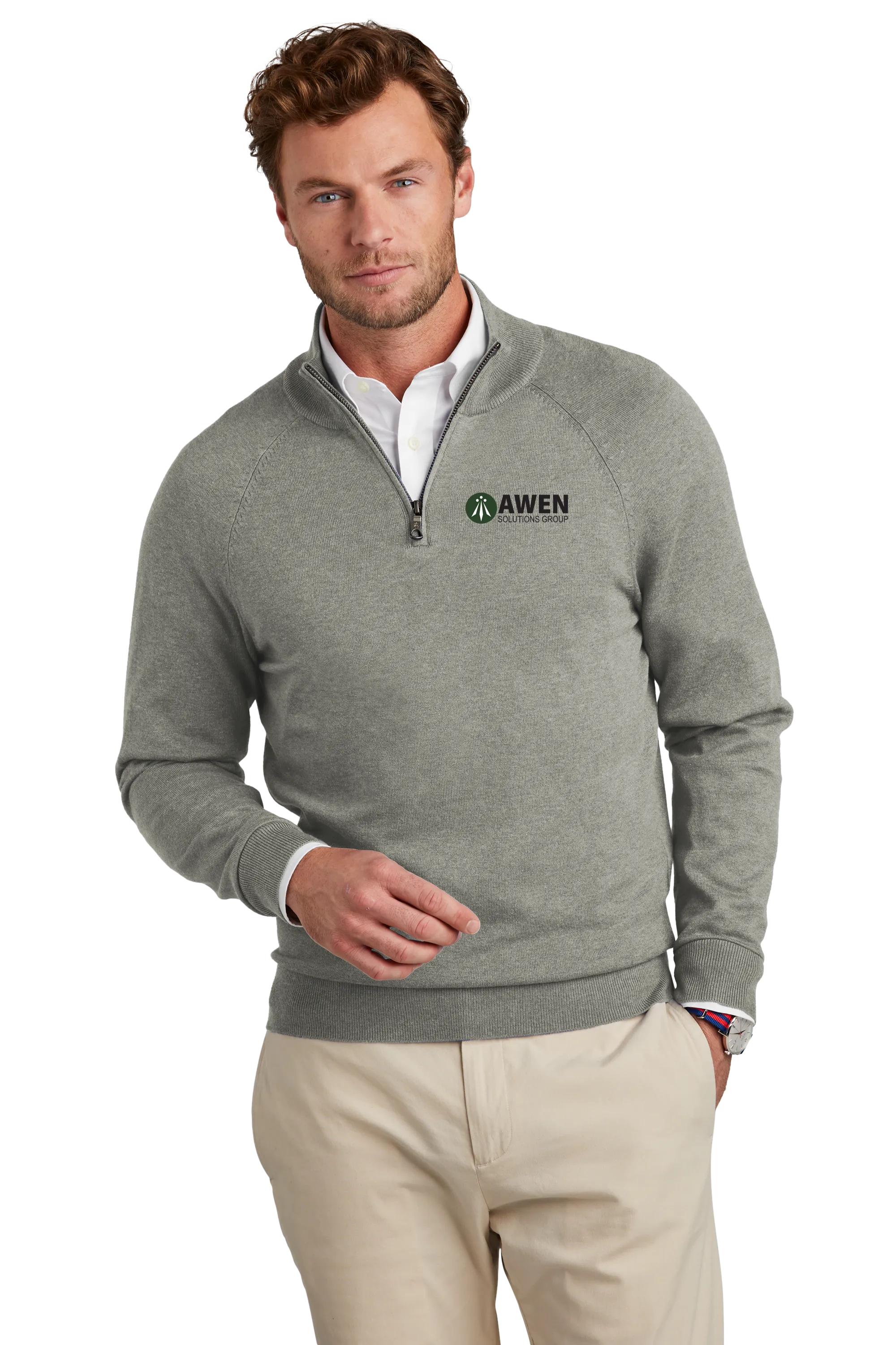 Awen Brooks Brothers® Cotton Stretch 1/4-Zip Sweater