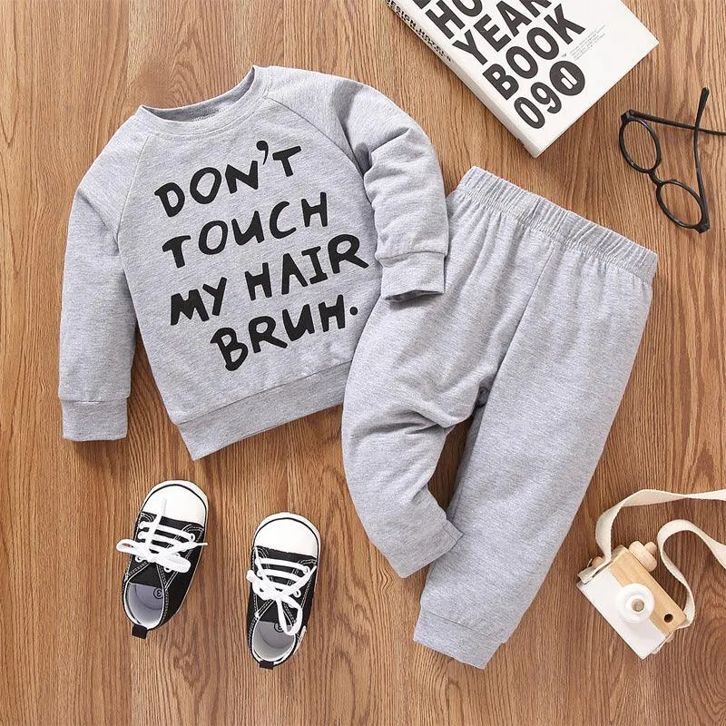 Baby Boy Letter Print Sweatshirt And Trousers Baby Boy Sets KS166893