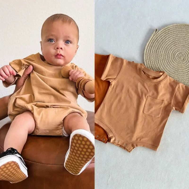 Baby Loose Solid Color Pocket Bodysuit