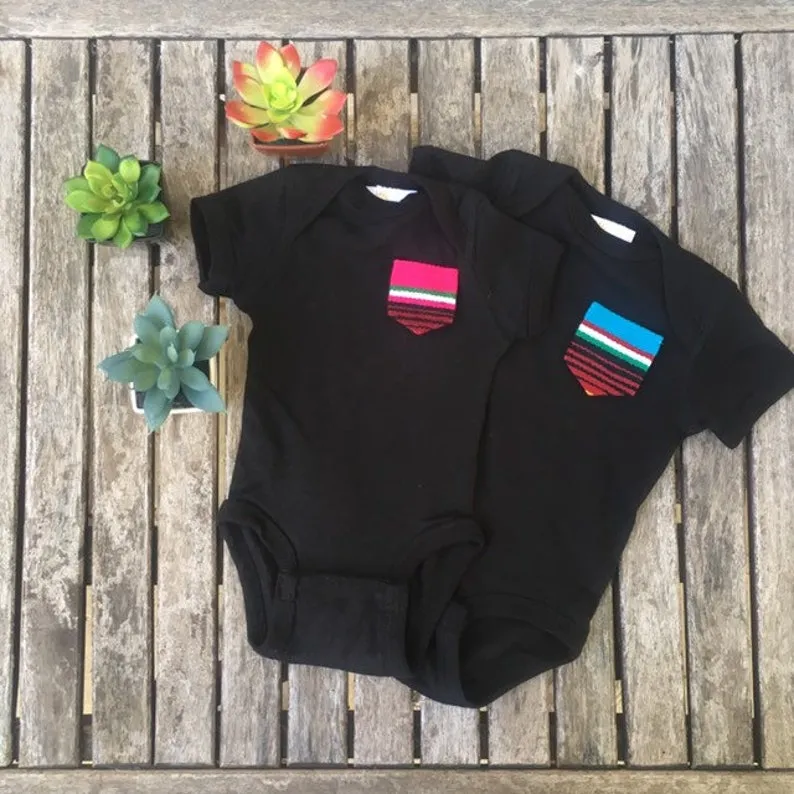 Baby Onesie Bodysuit with Serape Pocket