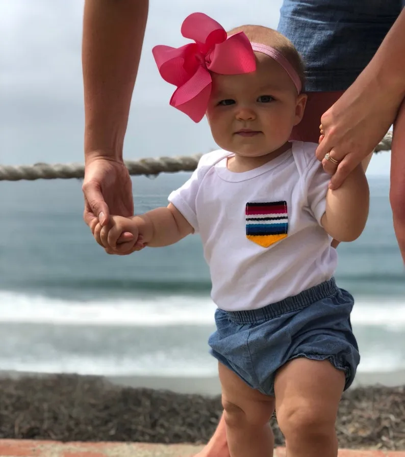 Baby Onesie Bodysuit with Serape Pocket