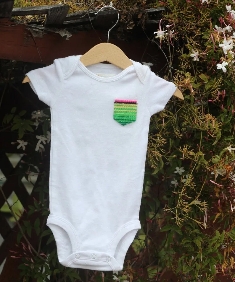 Baby Onesie Bodysuit with Serape Pocket