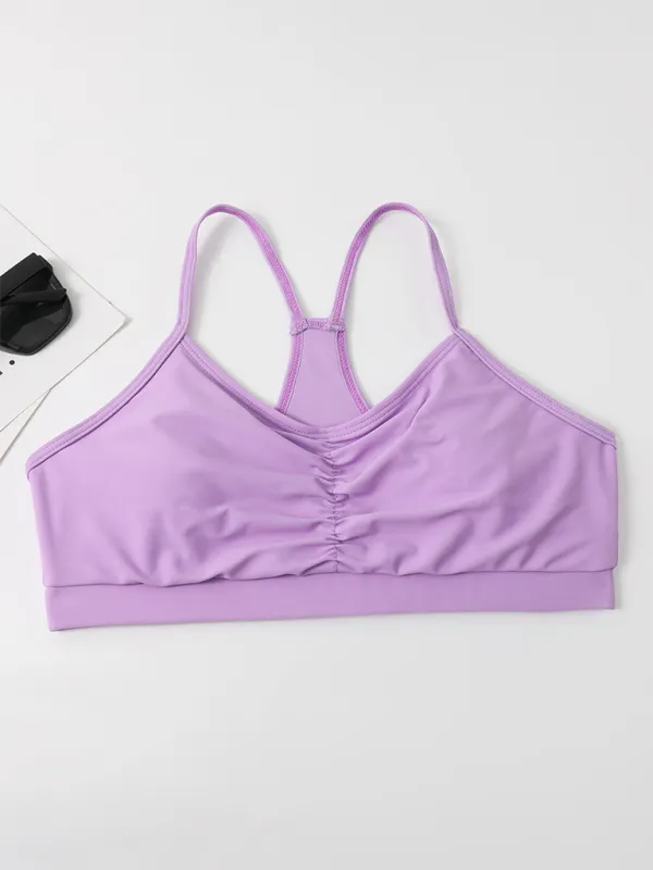 Beachwear Ruched High-Waist Shorts & Sporty Top Bathing Suit Set
