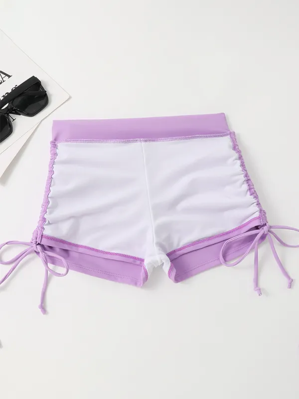 Beachwear Ruched High-Waist Shorts & Sporty Top Bathing Suit Set