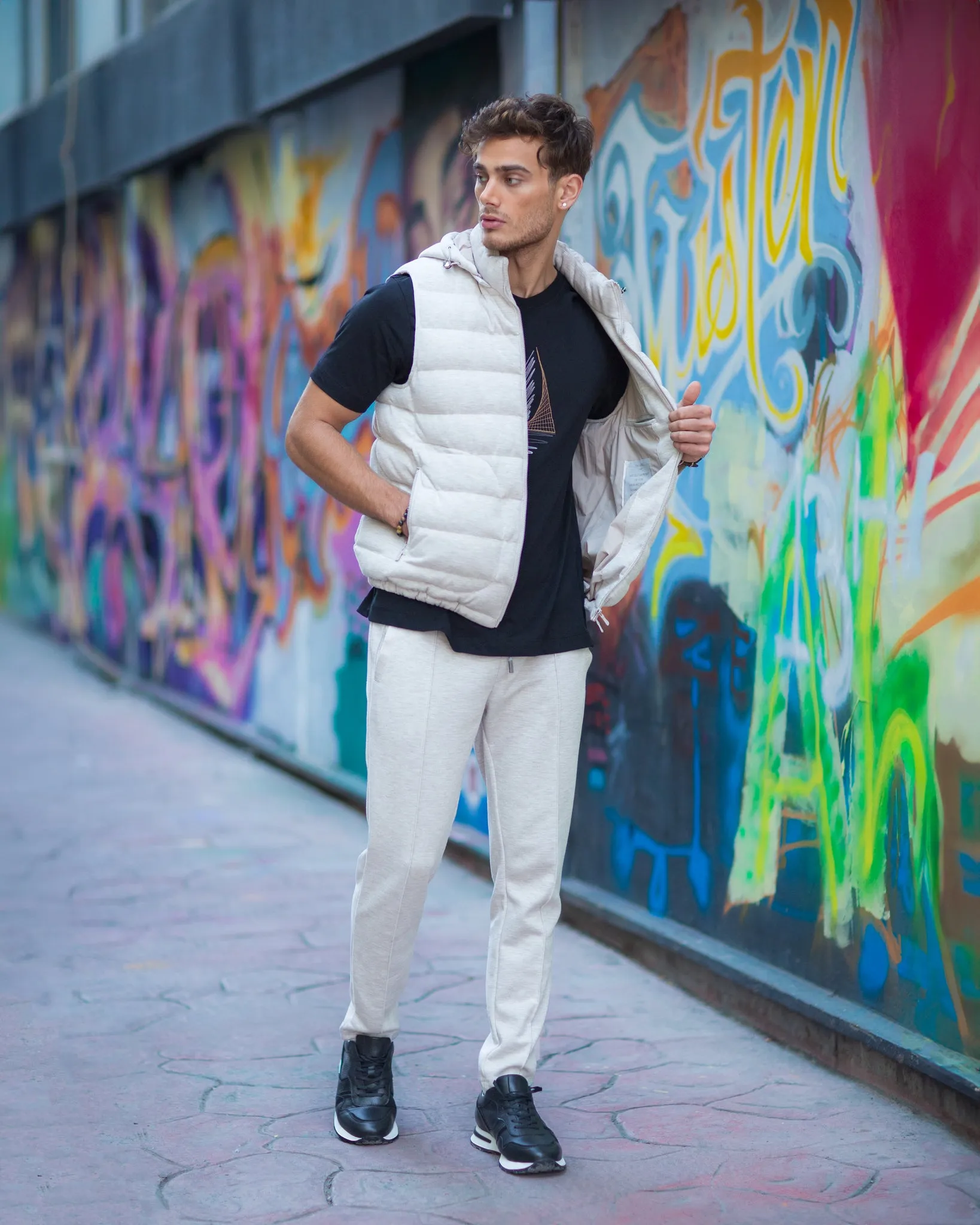 Beige Sweat Suit ( Both Included Pants and Vest)