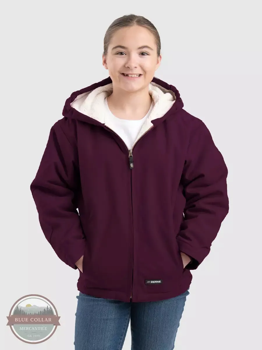 BHJ41 Youth Sherpa-Lined Softstone Duck Hooded Jacket