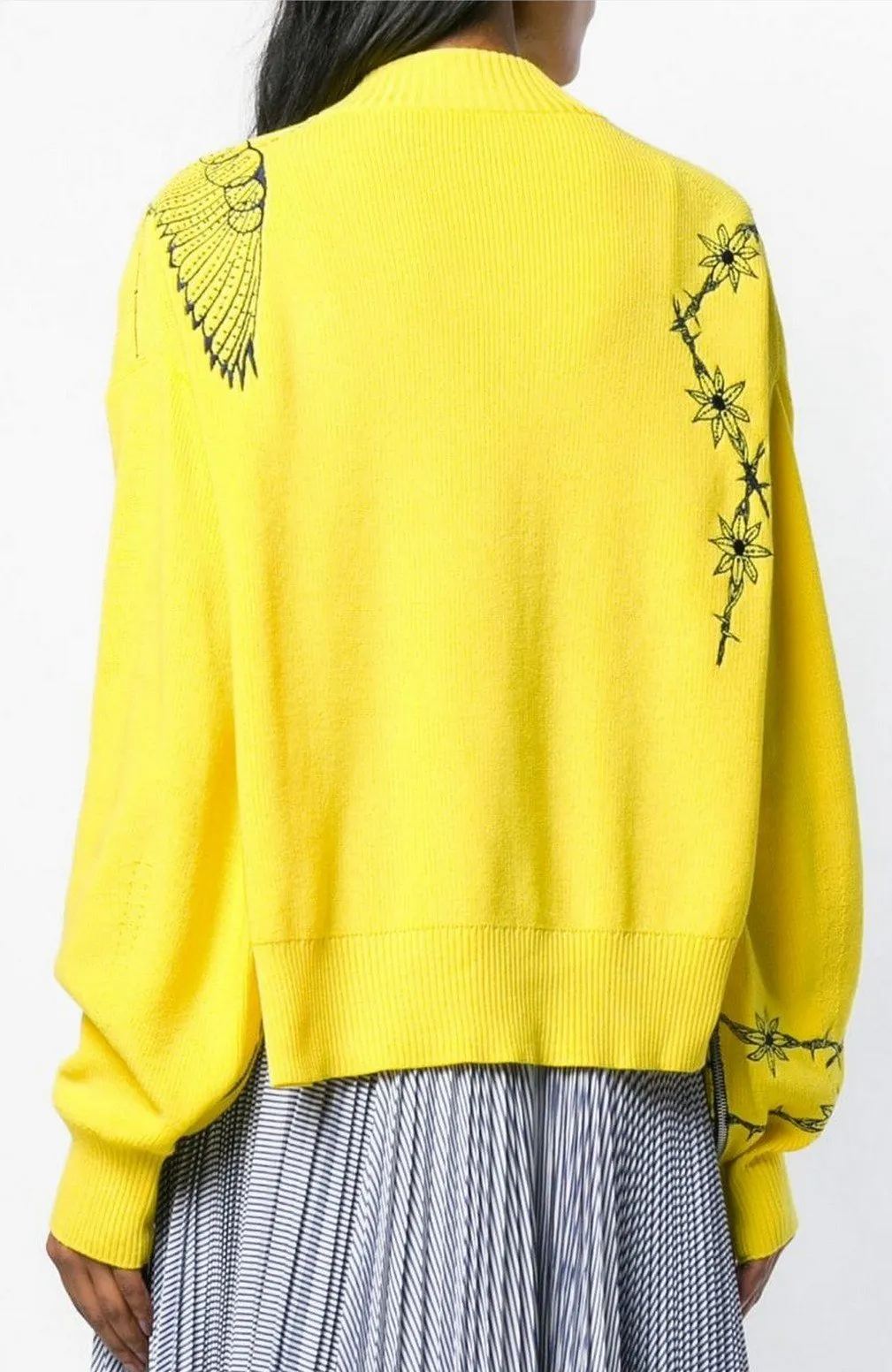 Boxy Embroidered Sweater, Yellow