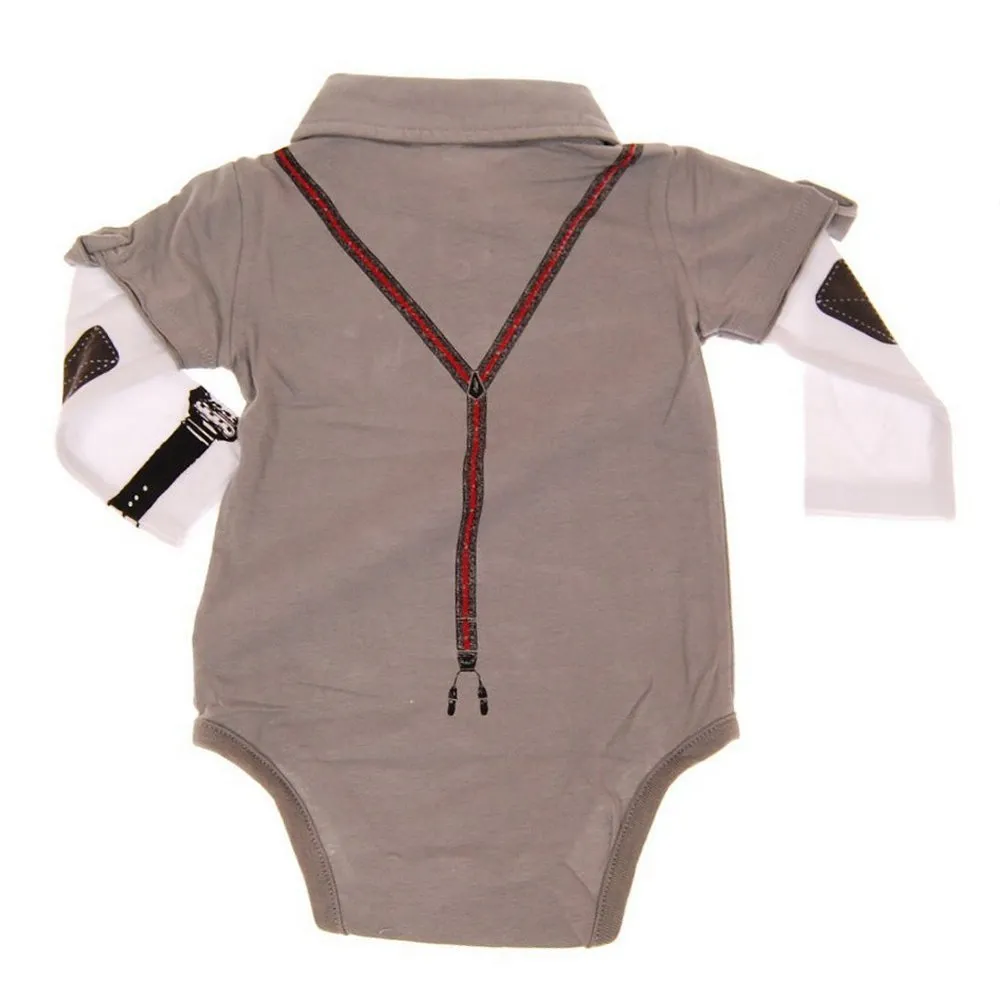 Boy Genius Grey Long Sleeve Polo Bodysuit by: Mini Shatsu
