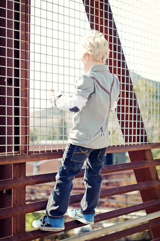 Boy Genius Grey Long Sleeve Polo Bodysuit by: Mini Shatsu