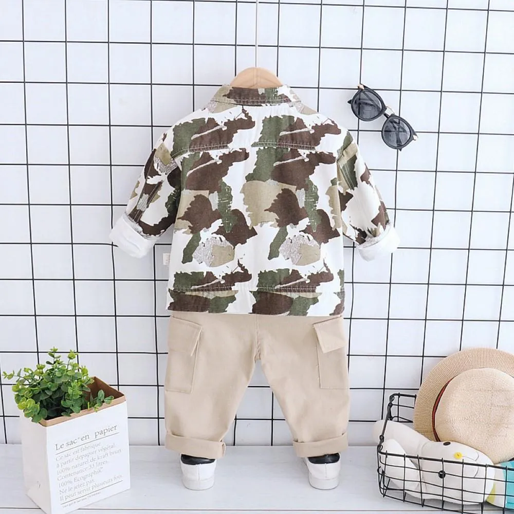 Boys Camouflage Long Sleeves Tooling Suits Wholesale Toddler Boy Clothes