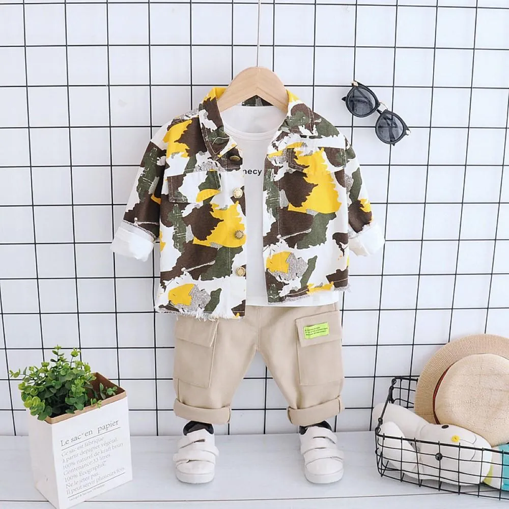Boys Camouflage Long Sleeves Tooling Suits Wholesale Toddler Boy Clothes