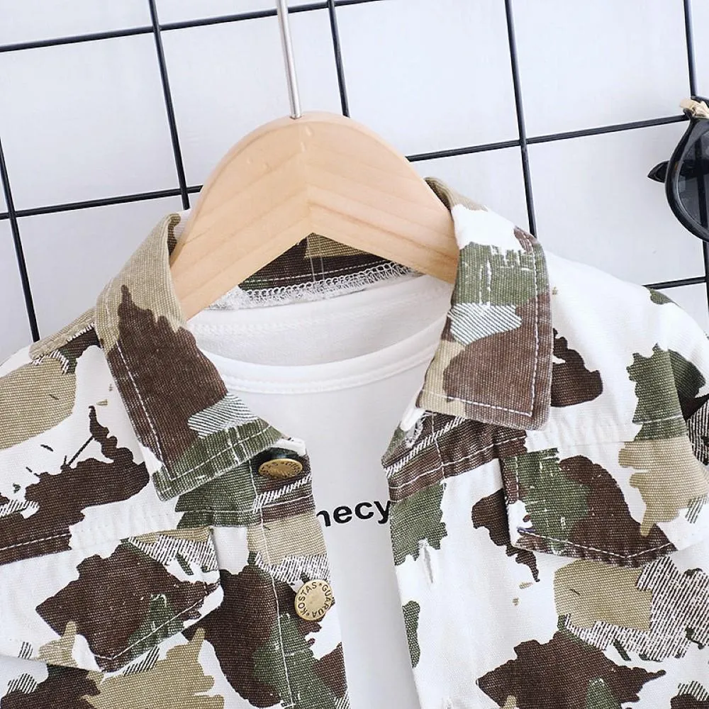 Boys Camouflage Long Sleeves Tooling Suits Wholesale Toddler Boy Clothes