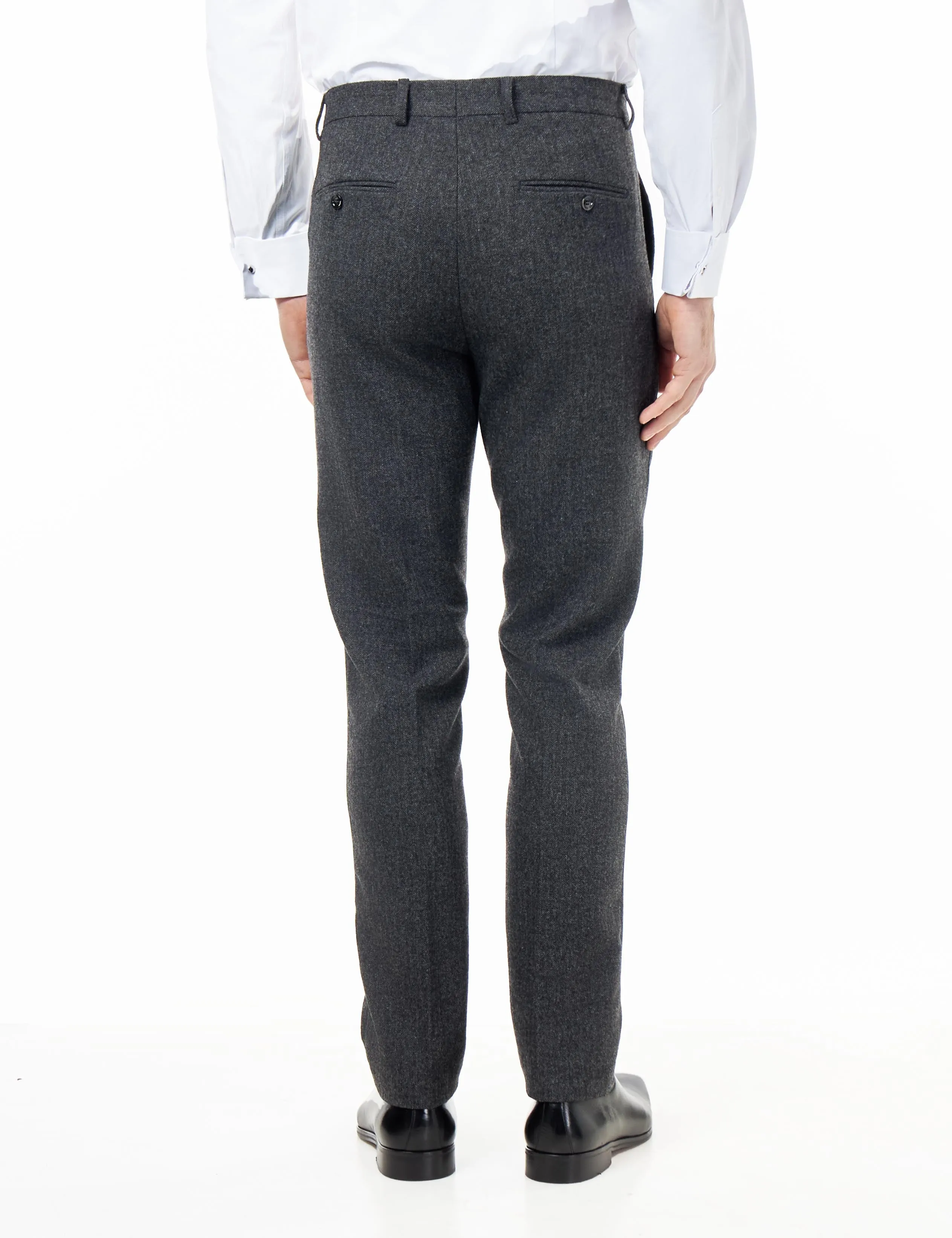 BRUCE – TAILORED GREY WOOL RICH SUIT HERRINGBONE