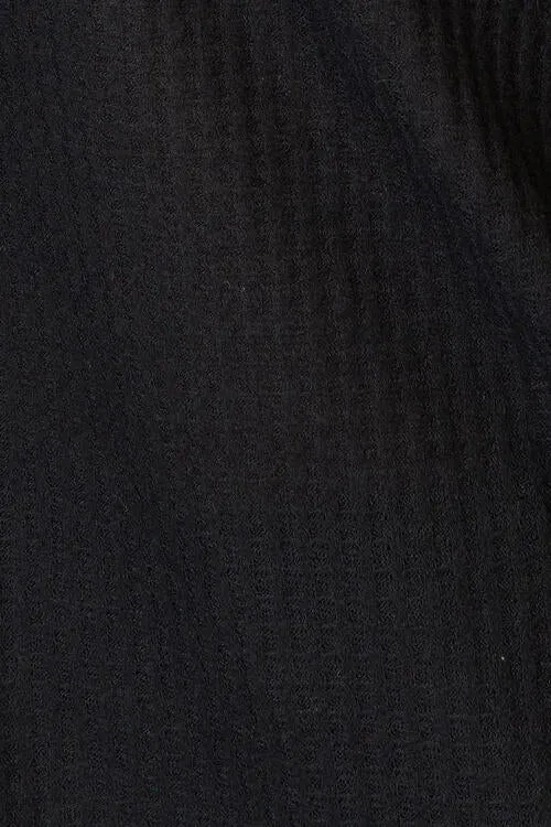 Brushed Waffle V-Neck Button Detail Sweater