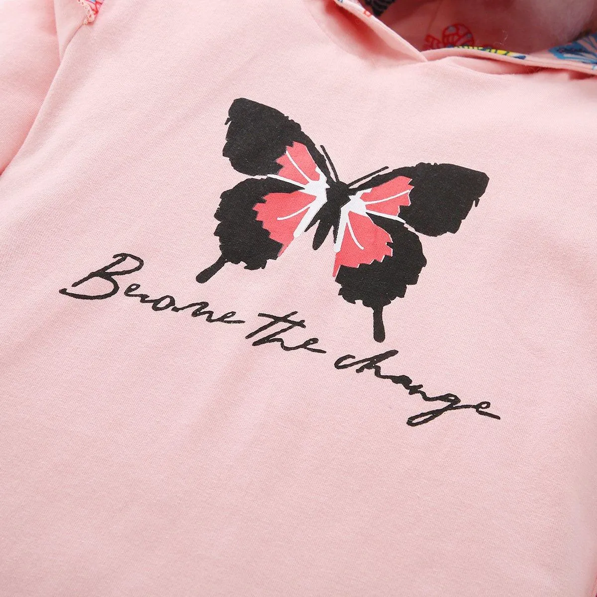 Butterfly Print Girl Sets Hoodie With Pants Wholesale Kids Clothes
