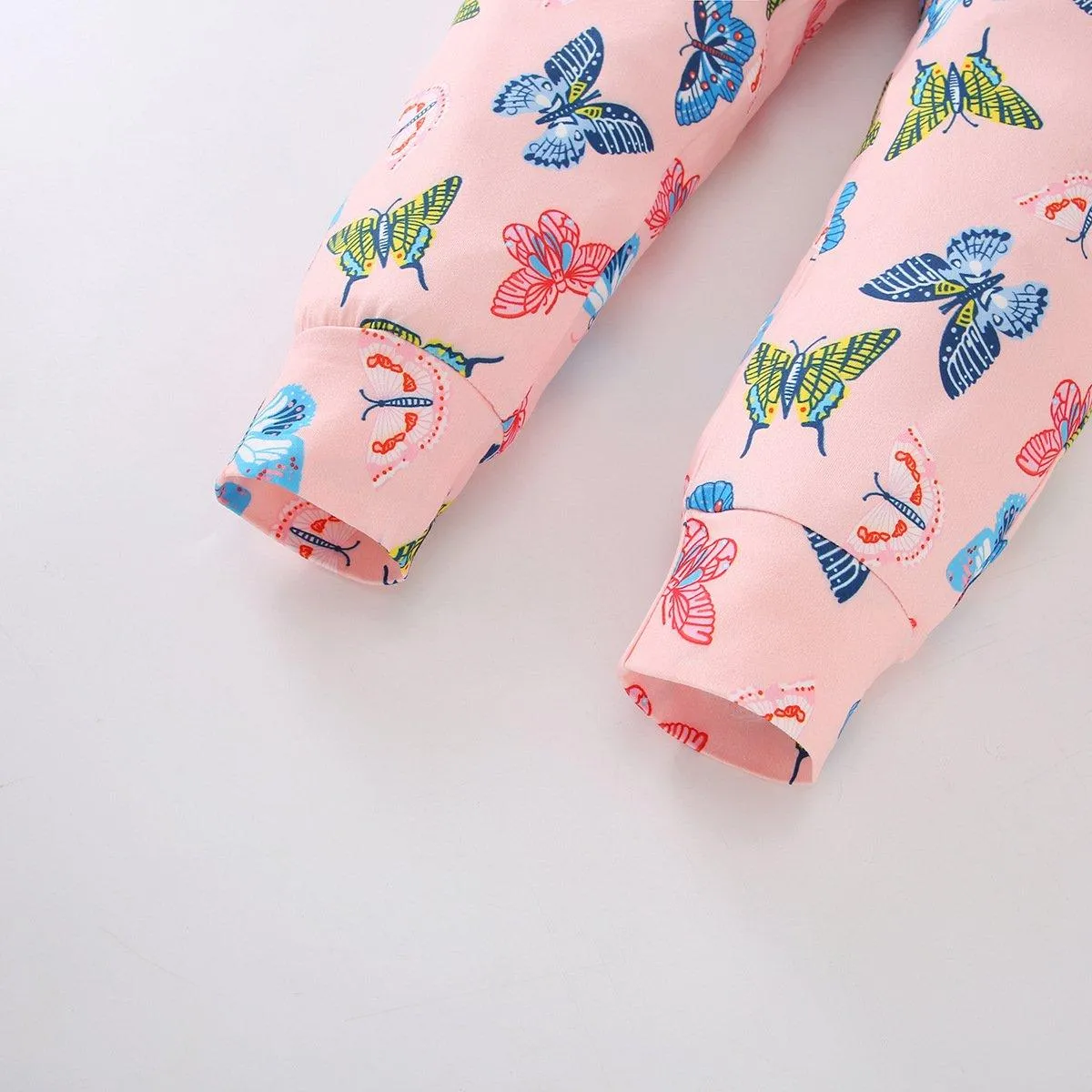 Butterfly Print Girl Sets Hoodie With Pants Wholesale Kids Clothes