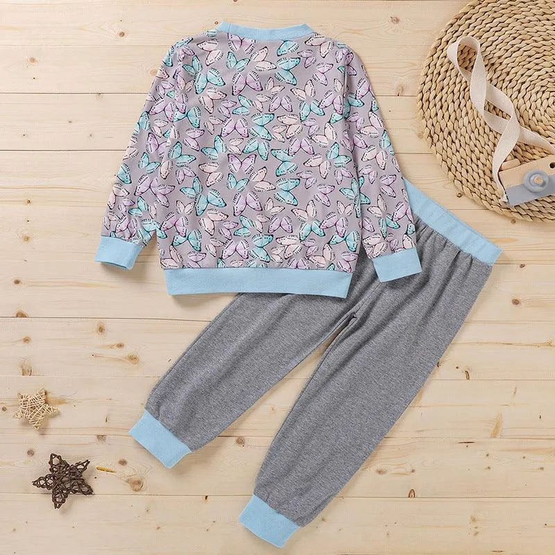 Butterfly Print Nightwear Sets Wholesale Girls Clothes