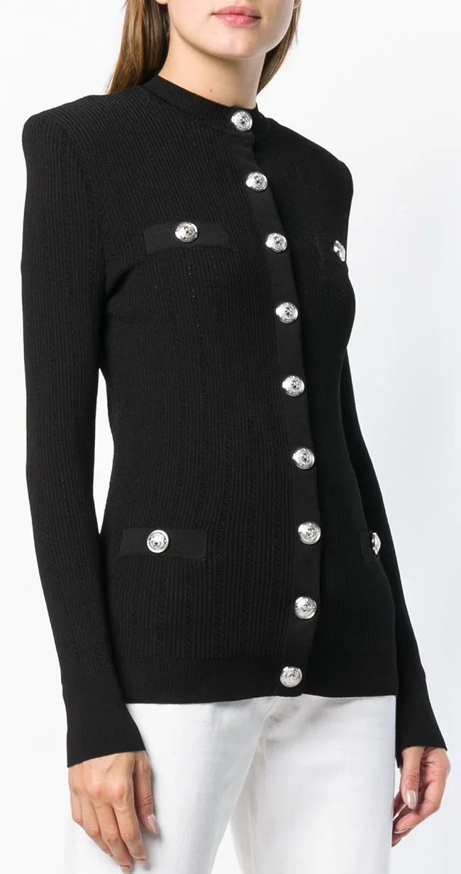 Button-Embellished Cardigan