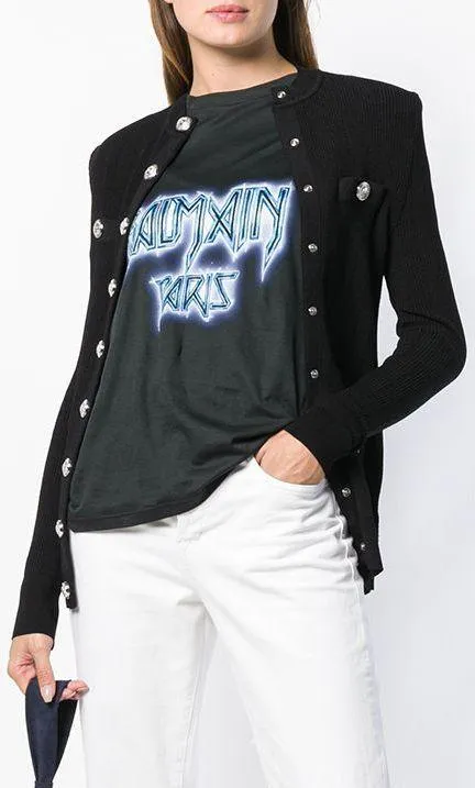 Button-Embellished Cardigan