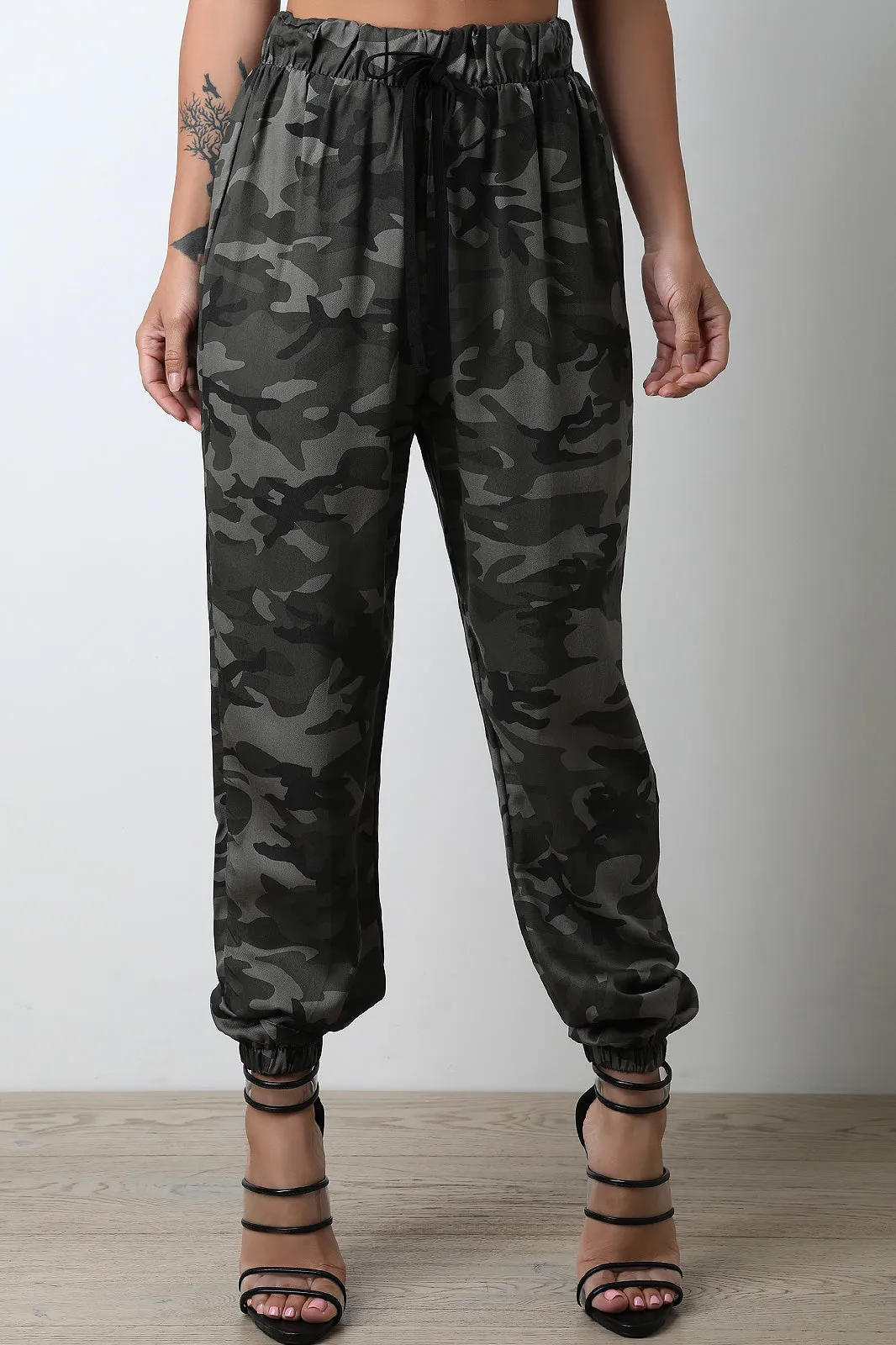 Camouflage High Waisted Jogger Pants