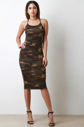 Camouflage Sleeveless Midi Dress