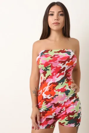 Camouflage Stretchy Tube Romper
