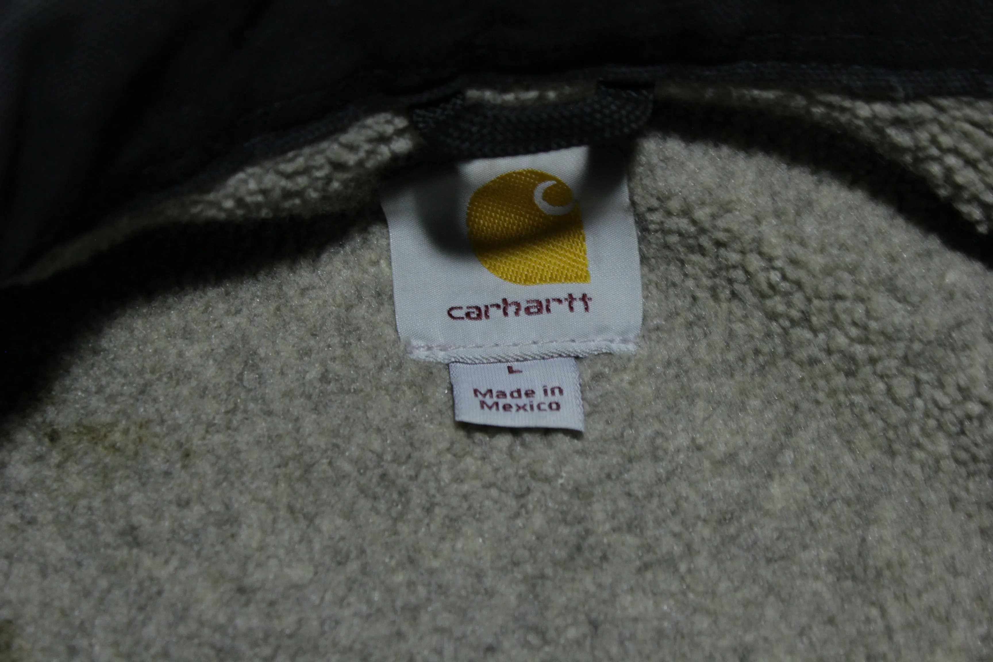 Carhartt C61 BLK Sherpa Fleece Lined Chore Duck Canvas Jacket Workwear Coat