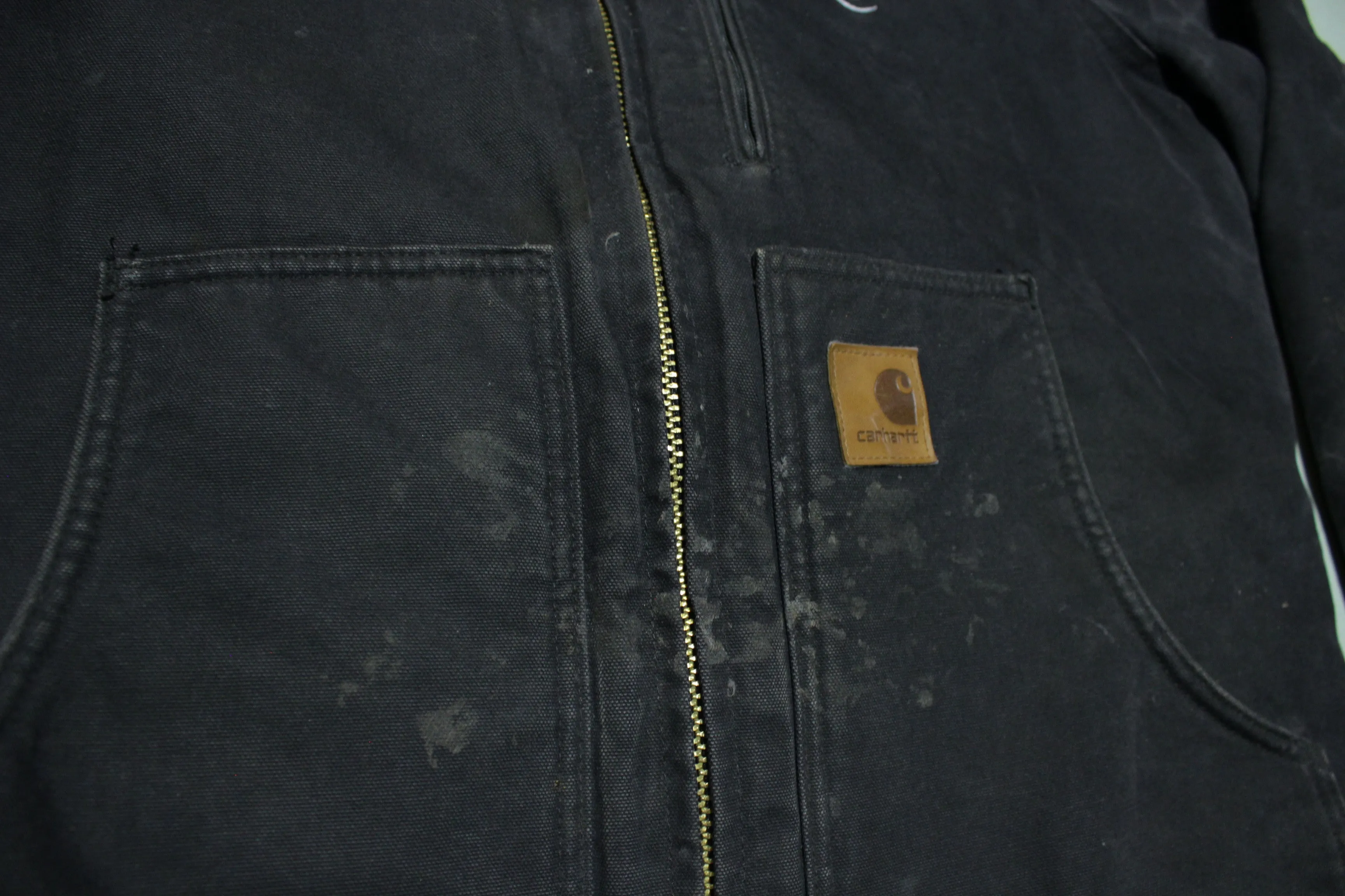 Carhartt C61 BLK Sherpa Fleece Lined Chore Duck Canvas Jacket Workwear Coat