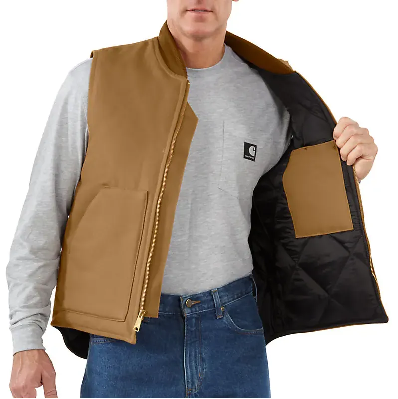Carhartt Men’s Relaxed Fit Firm Duck Insulated Rib Collar Vest - Carhartt Brown
