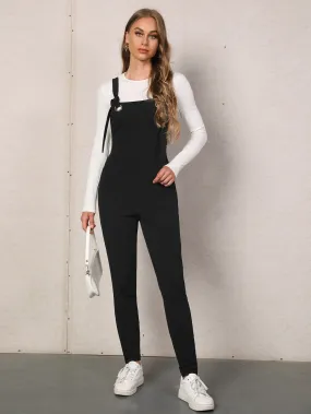 Casual Plain Grommet Eyelet Sleeveless Straps High Waist Long Women Jumpsuit