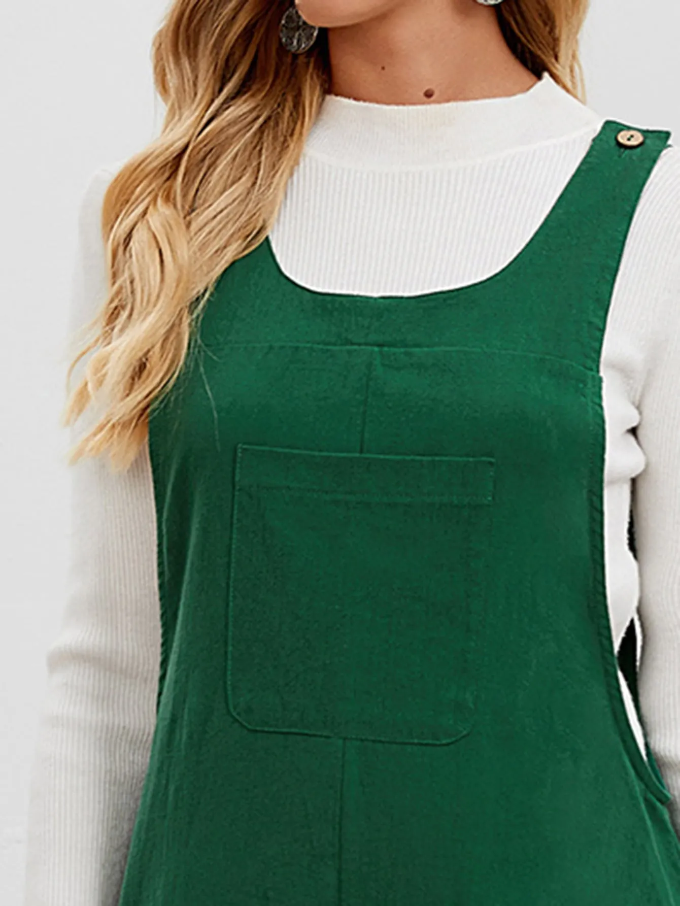 Casual Plain Pocket Sleeveless Straps Drop Waist Long Women Jumpsuit