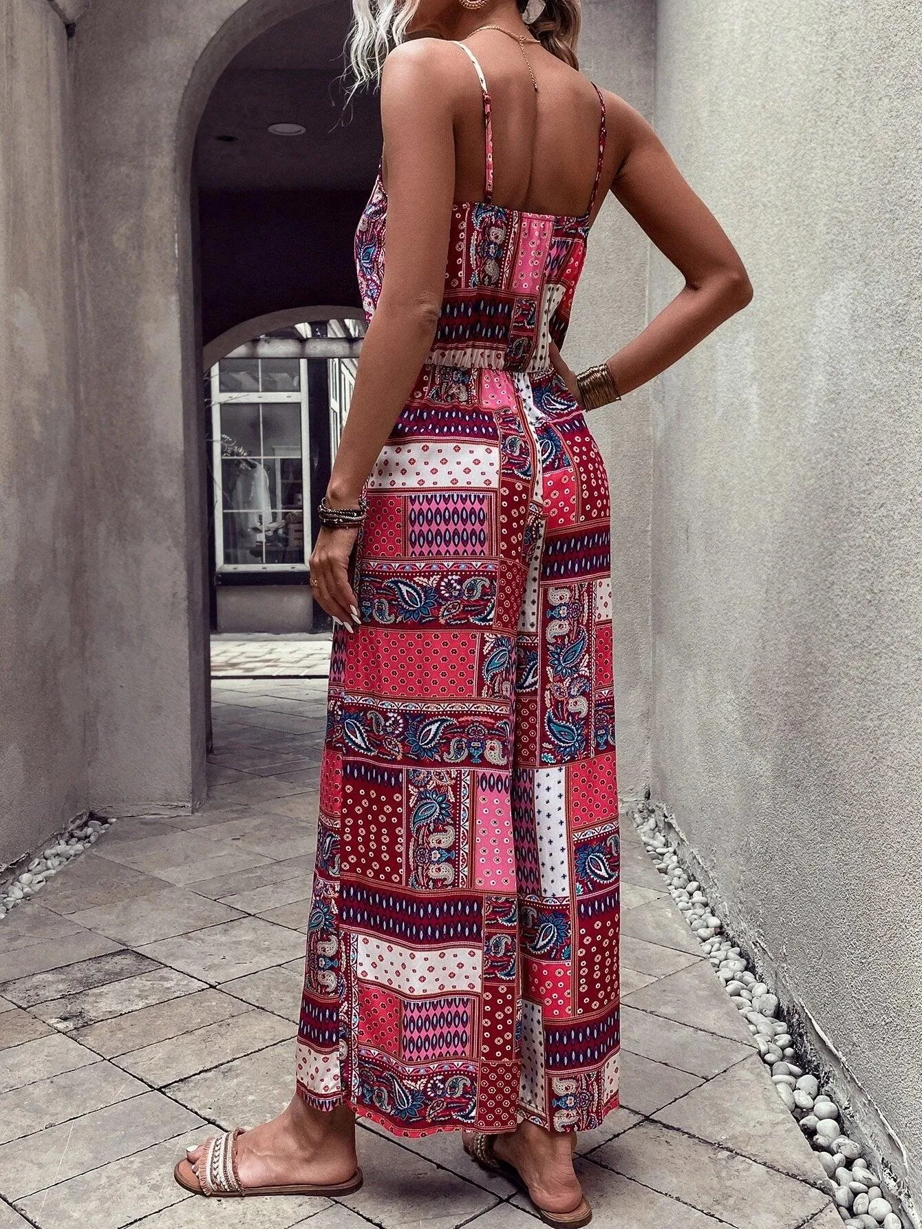 Checks Print Cami Jumpsuit