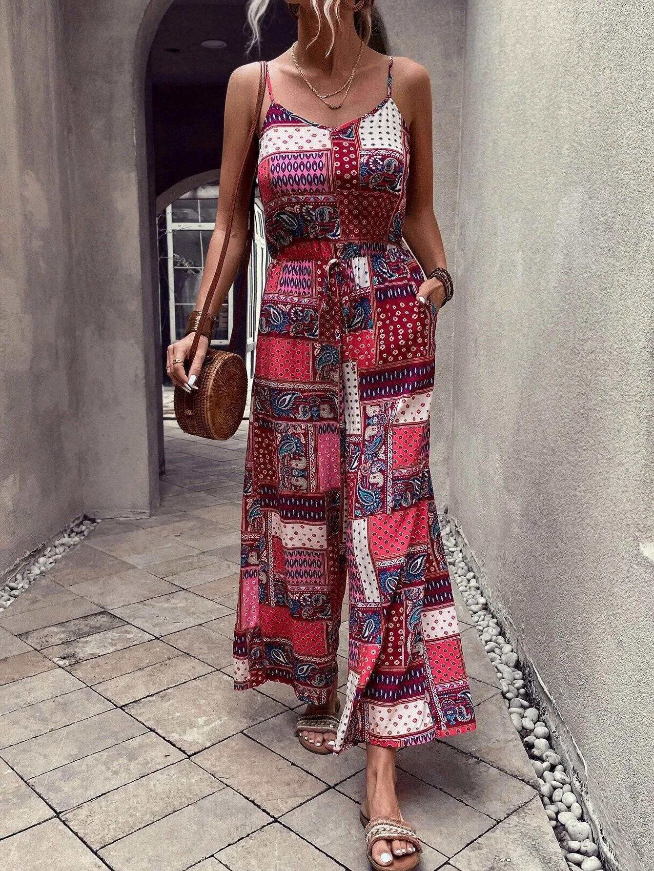 Checks Print Cami Jumpsuit