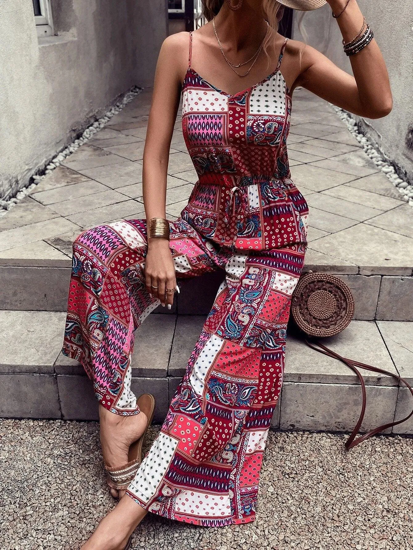 Checks Print Cami Jumpsuit